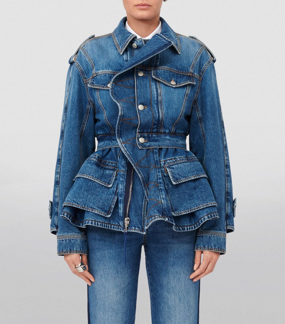 Alexander McQueen Alexander Mcqueen Peplum-Hem Denim Jacket