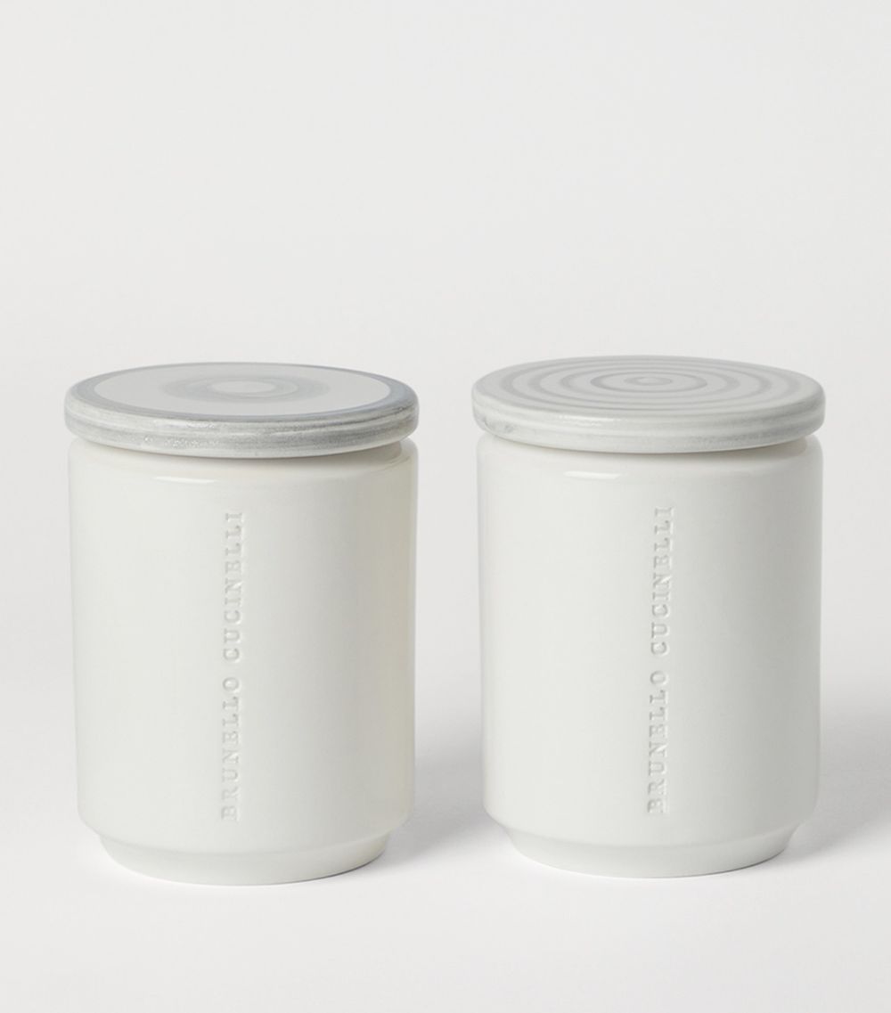 Brunello Cucinelli Brunello Cucinelli Set Of Two Ceramic Containers With Lids (13Cm X 9.5Cm)