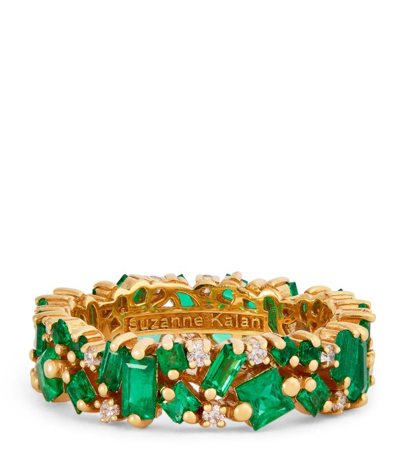 Suzanne Kalan Suzanne Kalan Yellow Gold, Diamond And Emerald La Fantaisie Eternity Ring