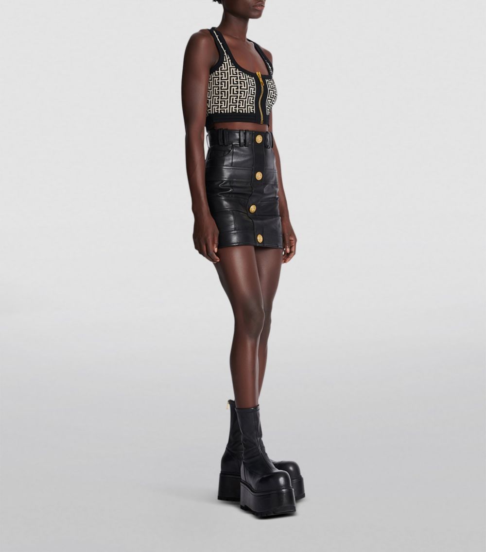 Balmain Balmain Leather Mini Skirt