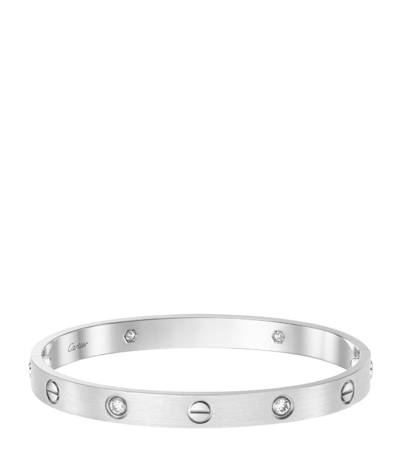 Cartier Cartier Brushed White Gold And Diamond Love Bangle