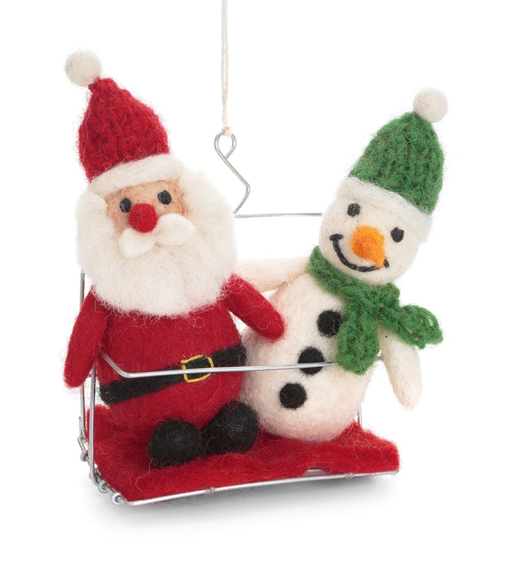 Harrods Harrods Santa & Snowman Chair Lift Tree Decoration