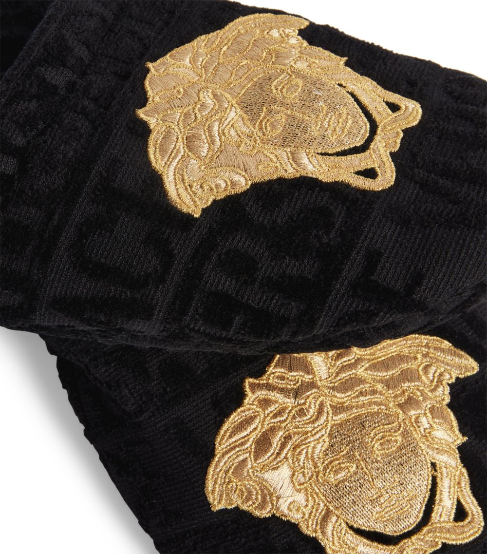 Versace Versace Embroidered Medusa Slippers