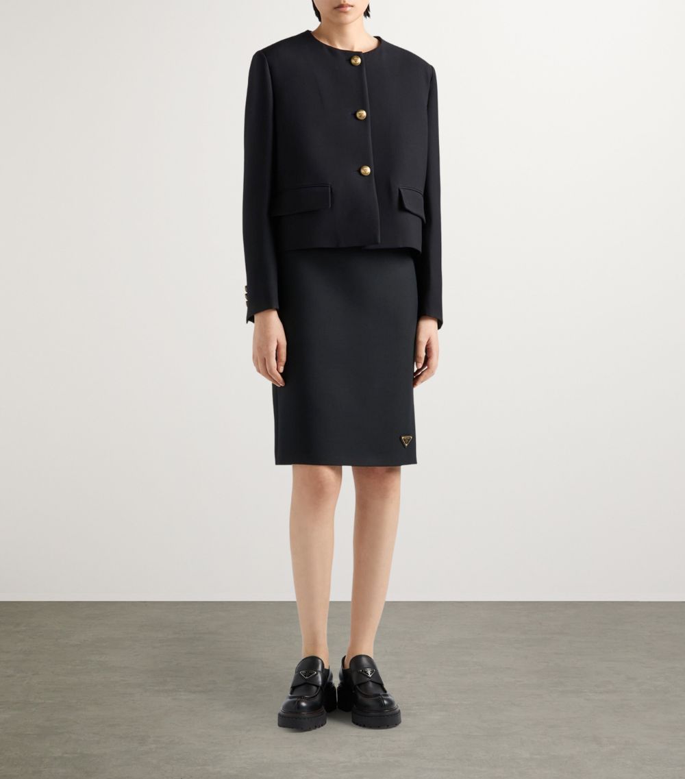 Prada Prada Wool-Silk Midi Skirt