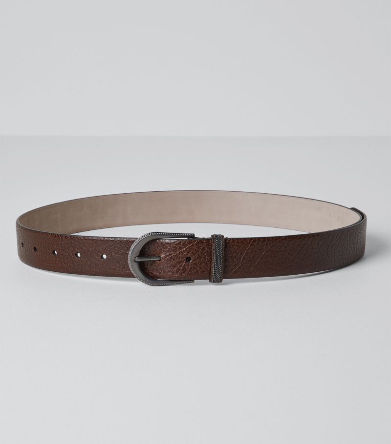 Brunello Cucinelli Brunello Cucinelli Leather Hammered-Effect Belt