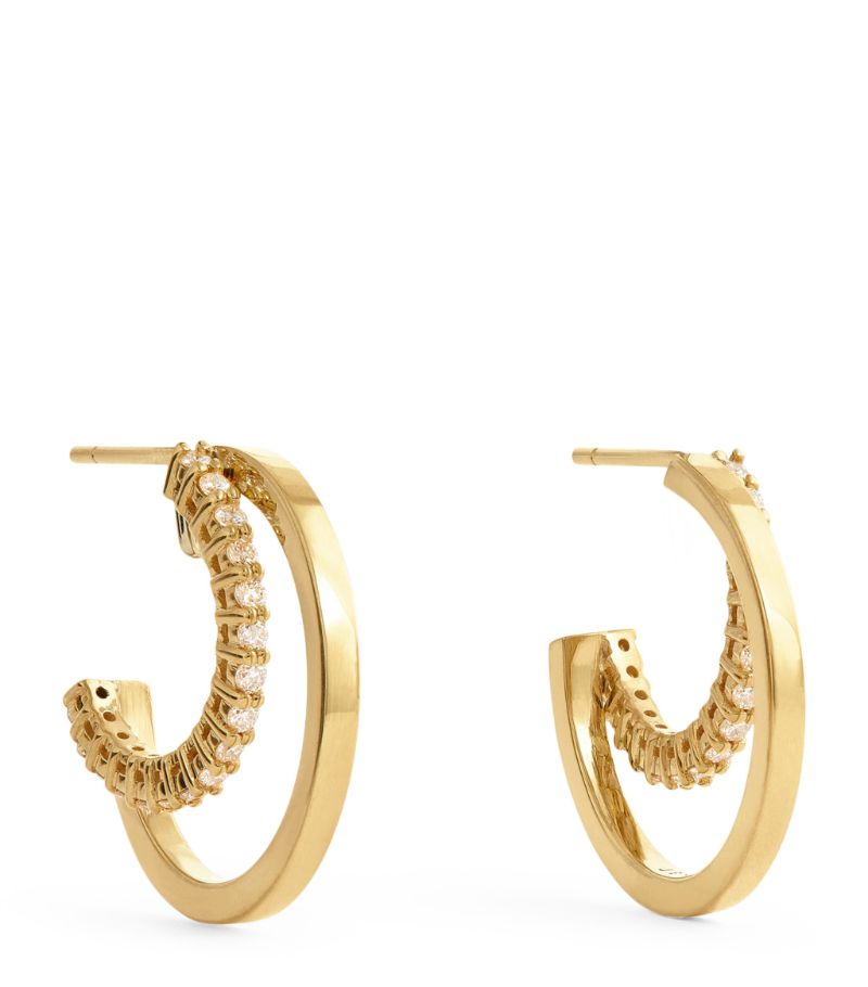 Jennifer Meyer Jennifer Meyer Yellow Gold and Diamond Double Hoop Earrings