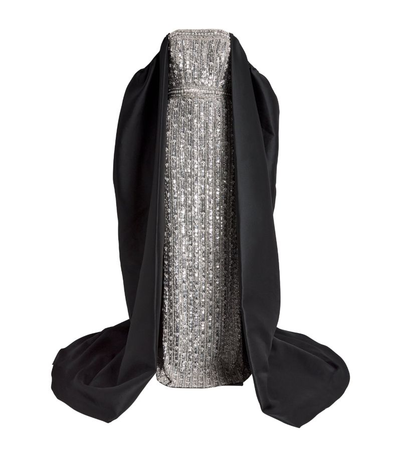 Pamella Roland Pamella Roland Embellished Gown With Detachable Cape