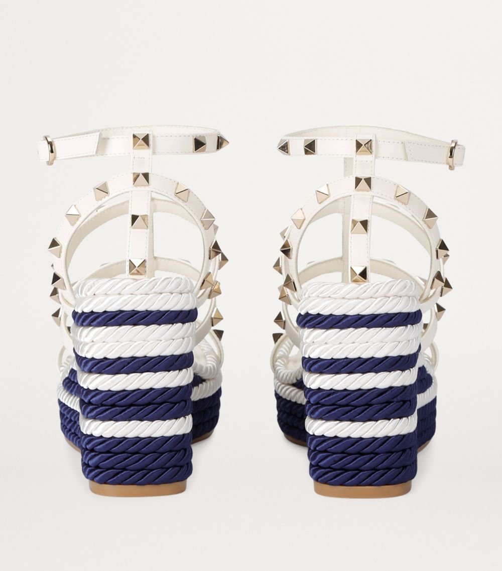 VALENTINO GARAVANI Valentino Garavani Leather Rockstud Espadrille Wedges 95