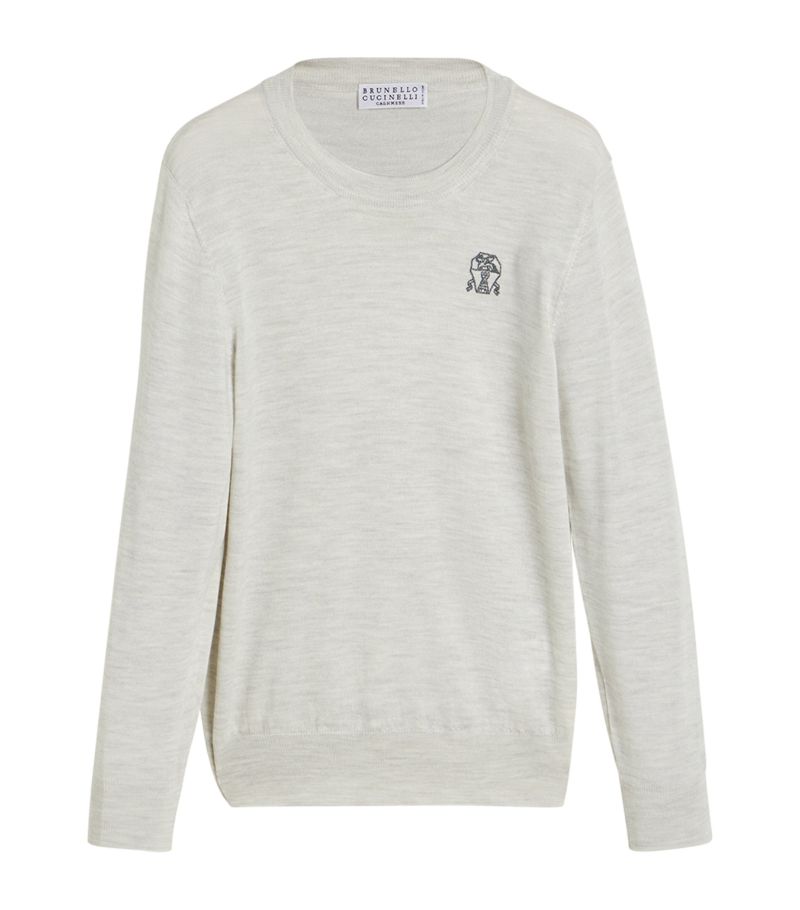 Brunello Cucinelli Kids Brunello Cucinelli Kids Virgin Wool-Cashmere Logo Sweater (4-12+ Years)