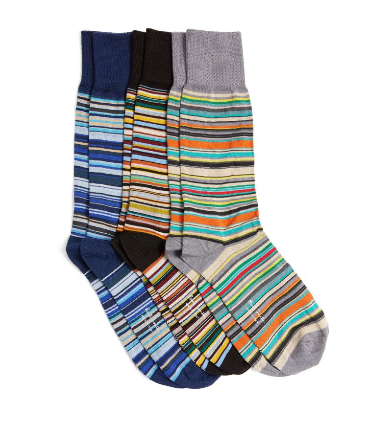 Paul Smith Paul Smith Cotton-Blend Multicolour Stripes Socks (Pack Of 6)