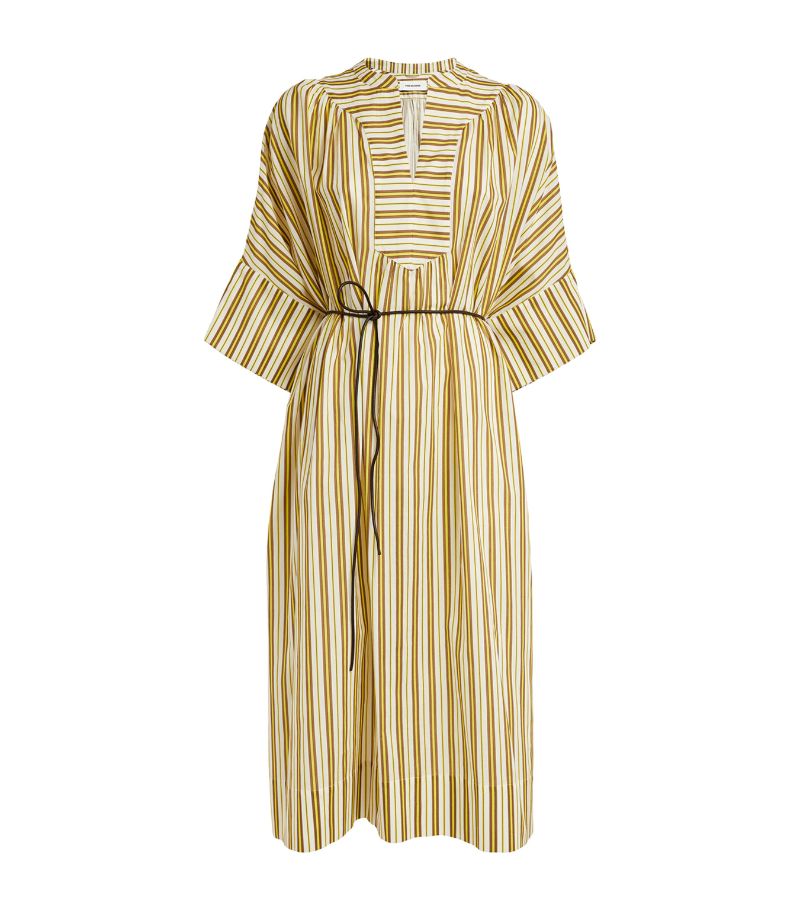 Yves Salomon Yves Salomon Belted Striped Midi Dress