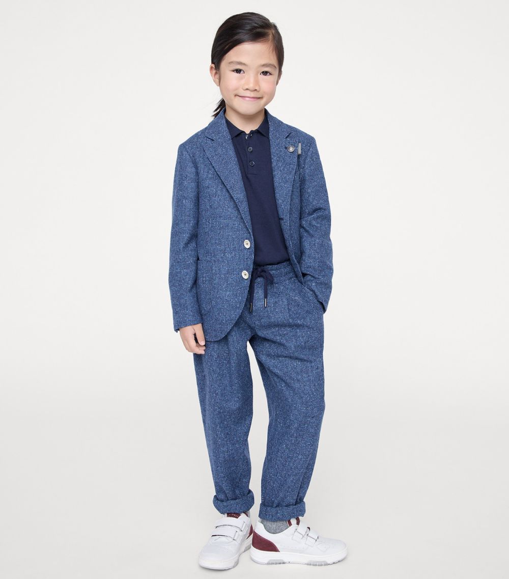 Brunello Cucinelli Kids Brunello Cucinelli Kids Silk-Cashmere-Wool Houndstooth Blazer