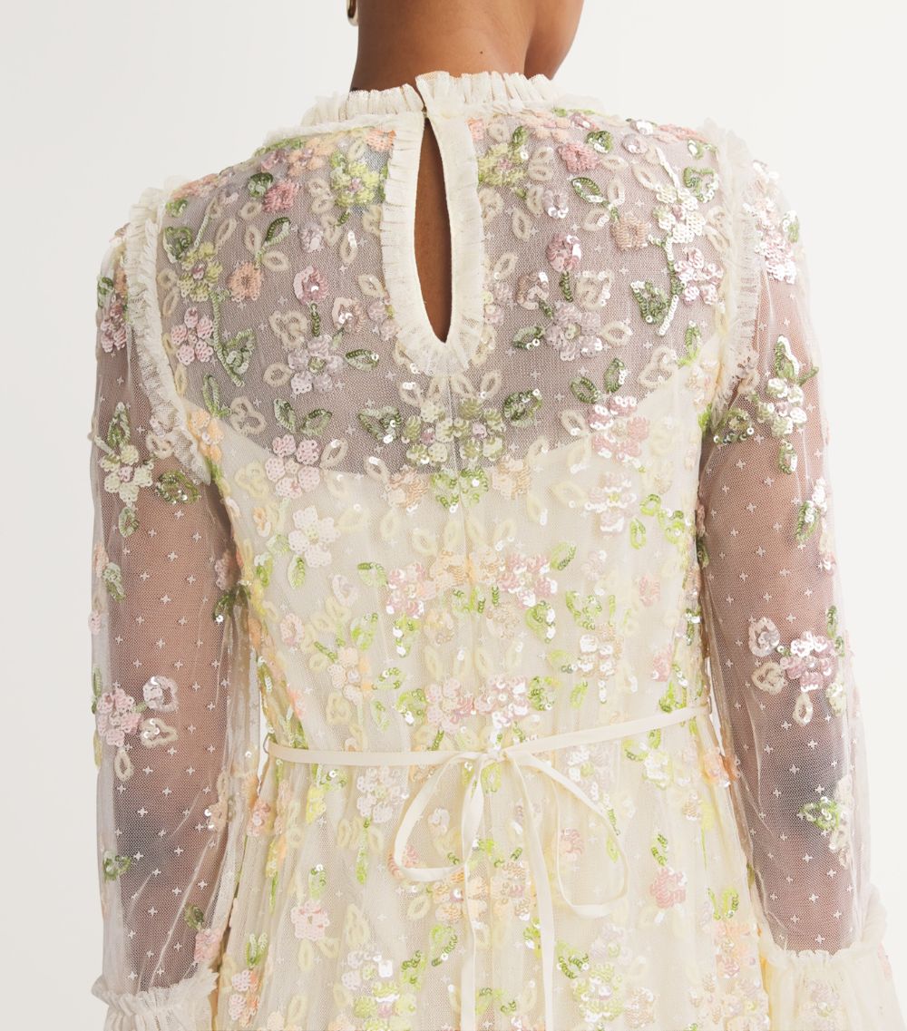 Needle & Thread Needle & Thread Sequinned Bloom Gloss Midi Dress