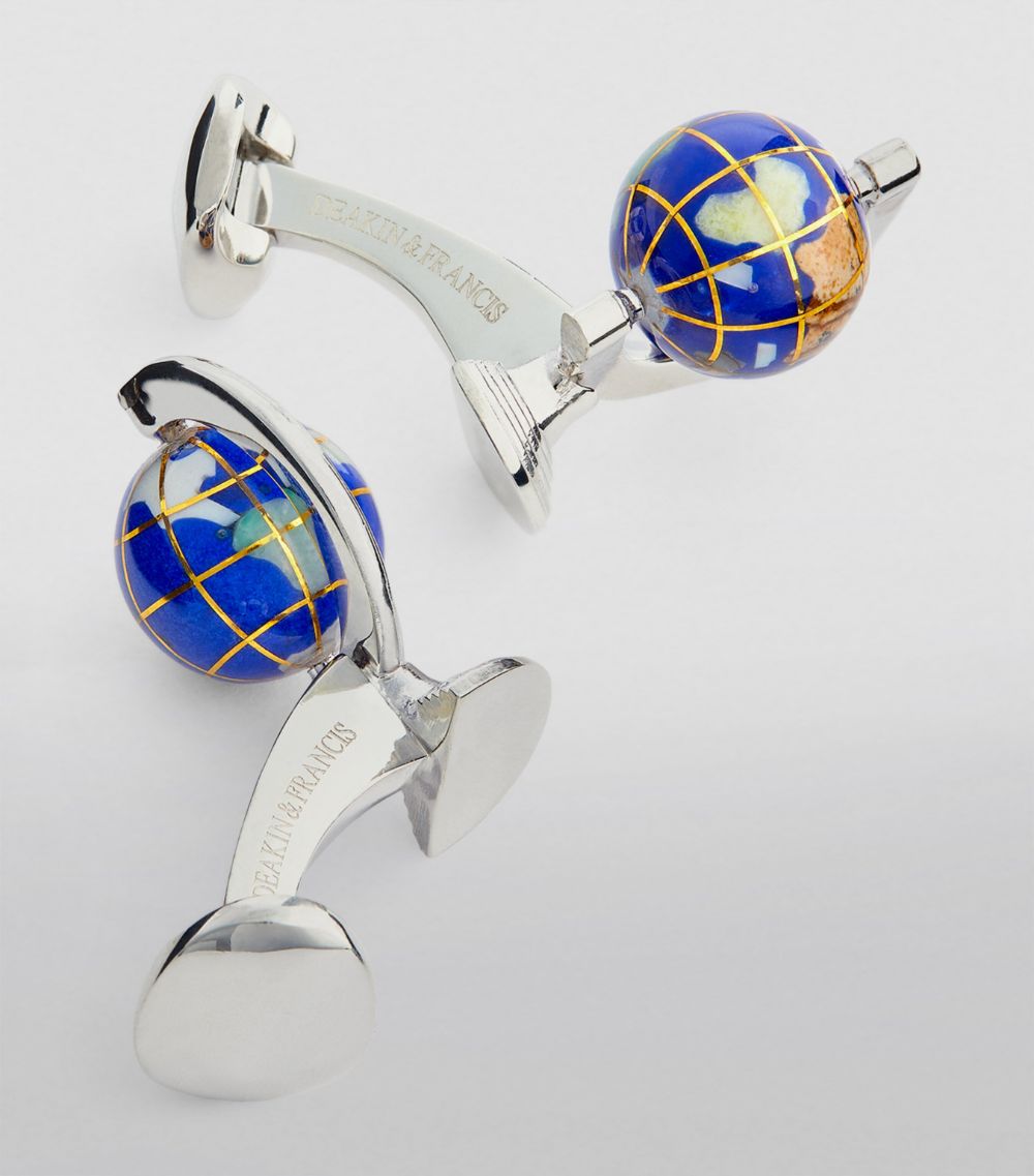 Deakin & Francis Deakin & Francis Sterling Silver And Lapis Lazuli Globe Cufflinks
