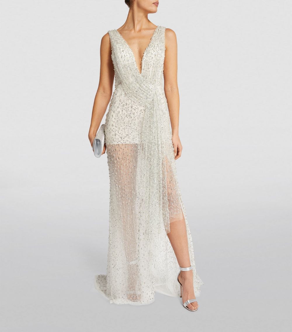 Marchesa Marchesa Tulle Crystal-Embellished Gown