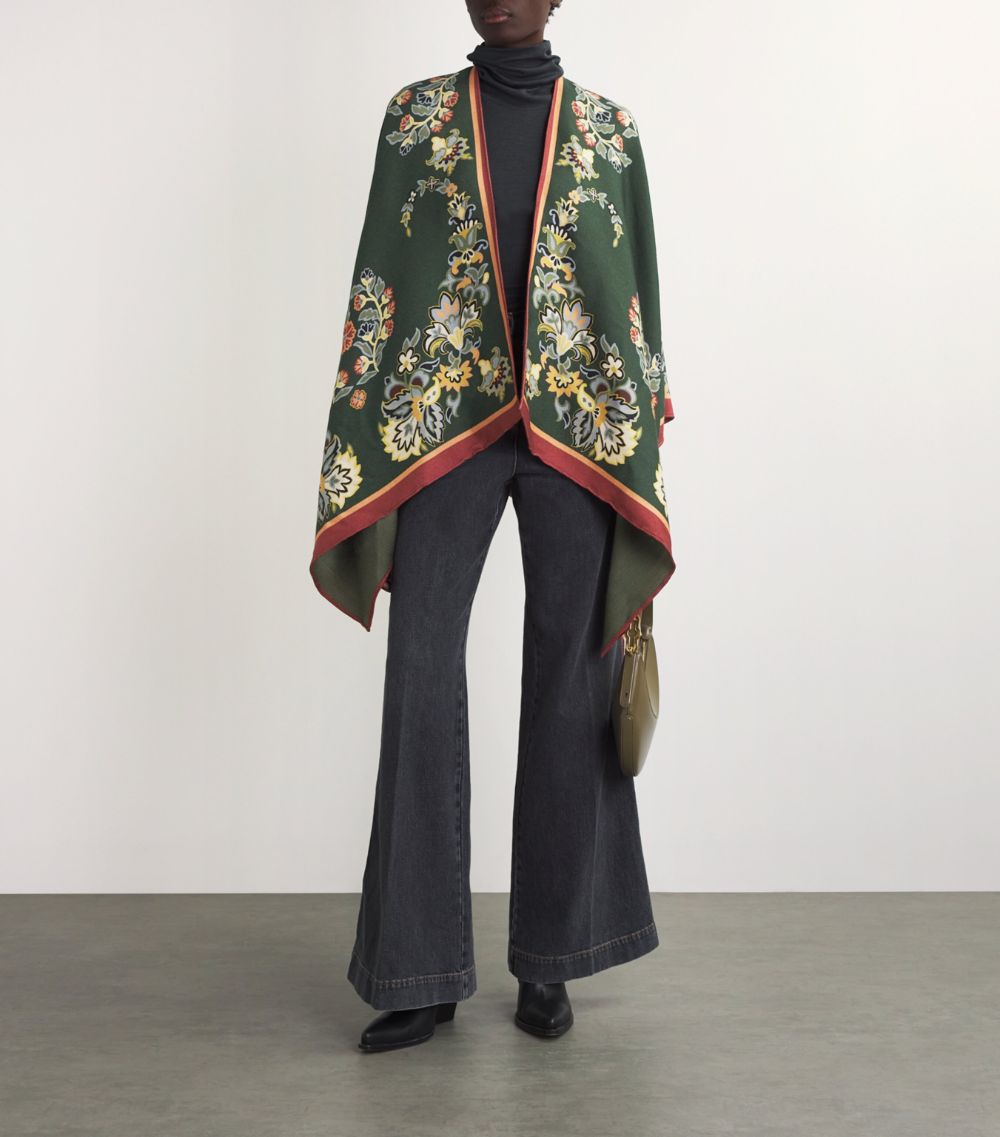 Etro Etro Wool-Blend Floral Cape