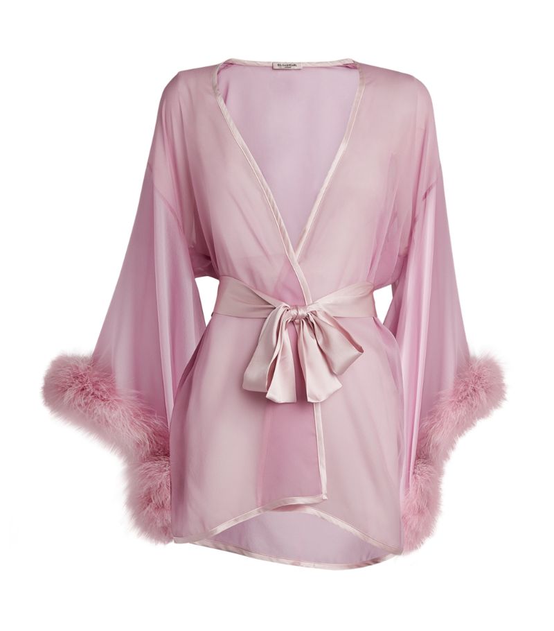 Gilda & Pearl Gilda & Pearl Silk Marabou Feather-Trimmed Diana Robe