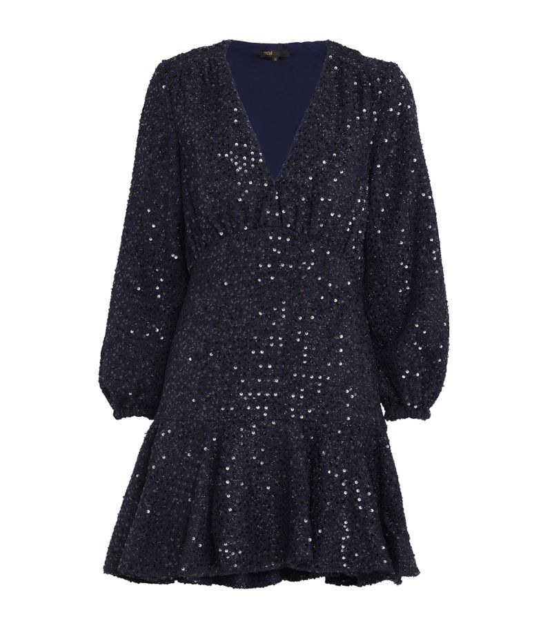  Maje Long-Sleeve Sequinned Mini Dress