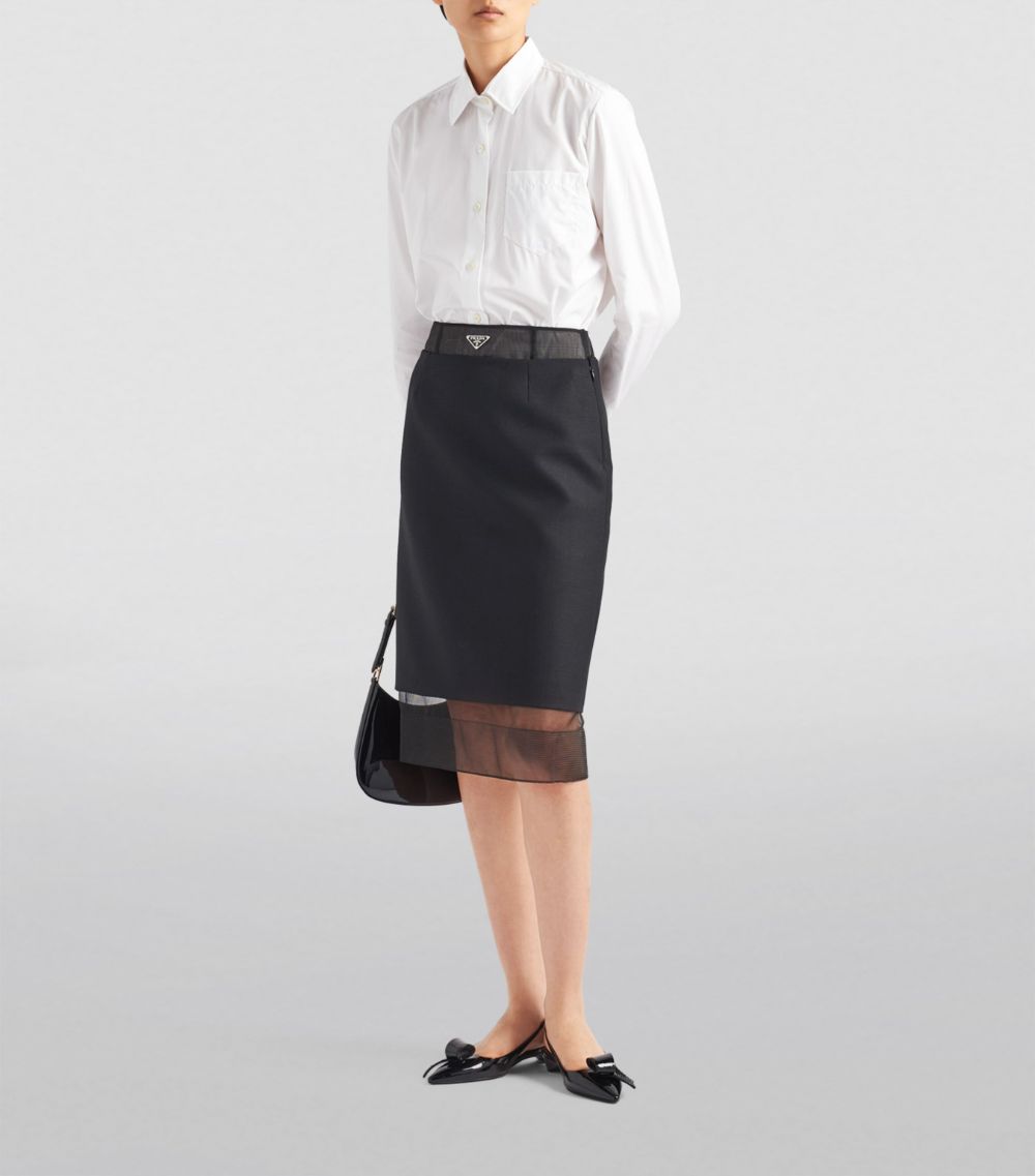 Prada Prada Wool And Crinoline Midi Skirt