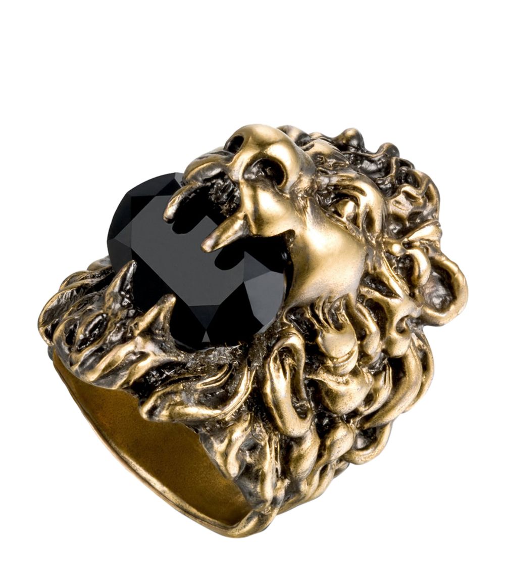 Gucci Gucci Lion Head Swarovski Crystal Ring