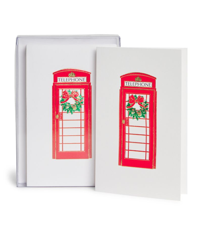  Paula Skene Mini London Phone Booth With Wreath Christmas Cards (Set Of 8)