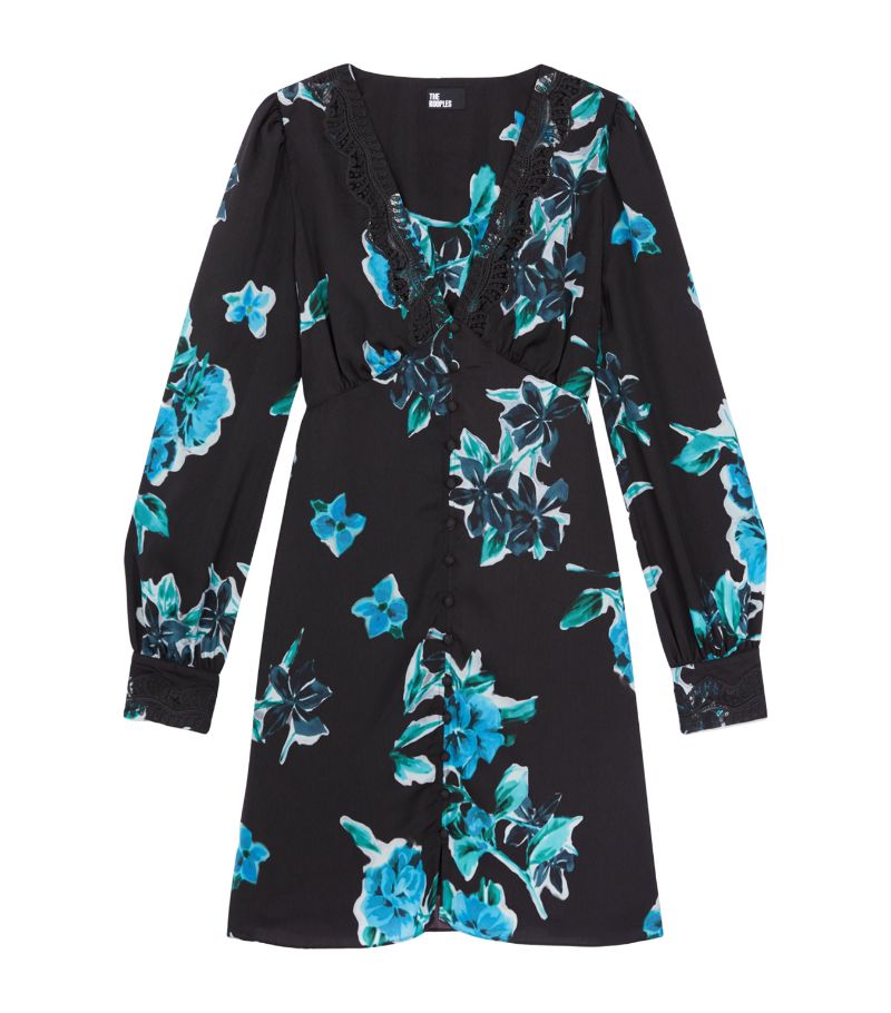 The Kooples The Kooples Lace-Trim Floral Mini Dress