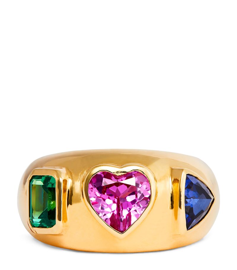 Nadine Aysoy Nadine Aysoy Yellow Gold, Saphire And Emerald Le Cercle Ring