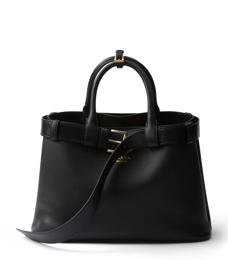 Prada Prada Medium Leather Buckle Tote Bag