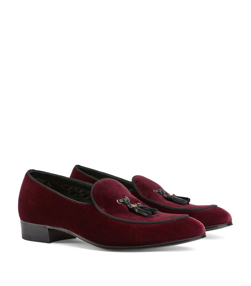 Gucci Gucci Velvet Tassel-Detail Loafers