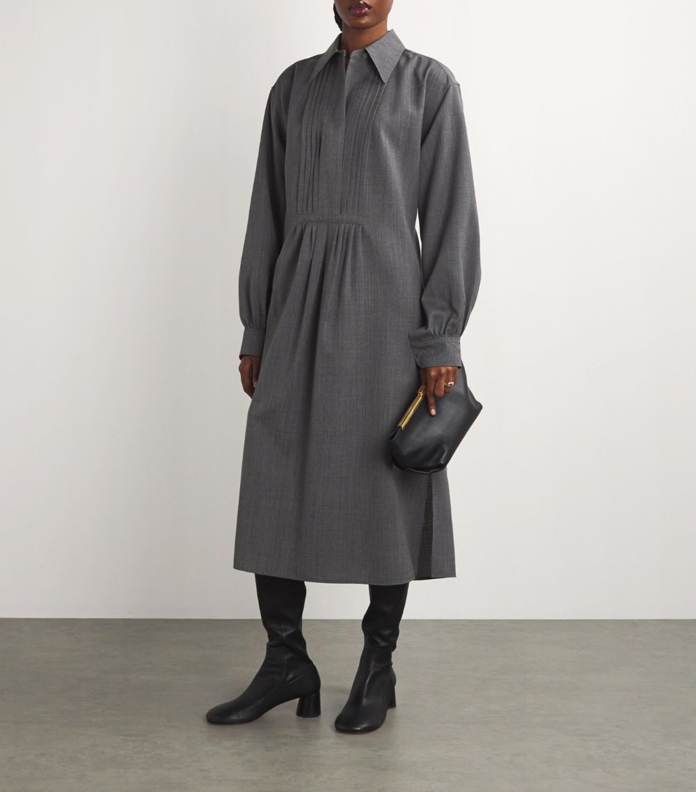 Jil Sander Jil Sander Wool Pleated Shirt Dress