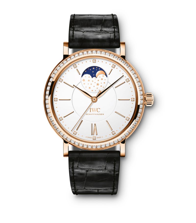 Iwc Schaffhausen Iwc Schaffhausen Red Gold And Diamond Portofino Moon Phase Watch 37Mm