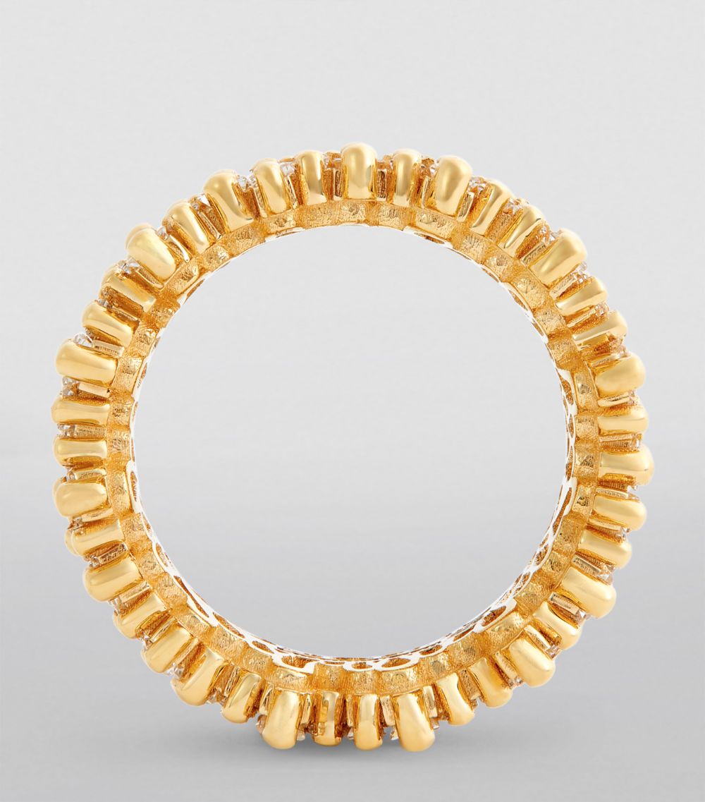 Suzanne Kalan Suzanne Kalan Yellow Gold And Diamond Fireworks Double-Row Eternity Ring (Size 6.5)