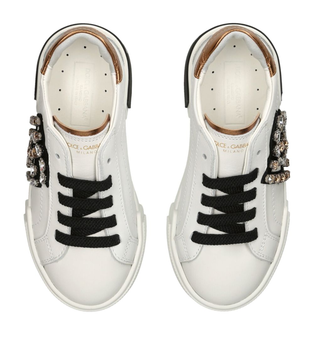 Dolce & Gabbana Dolce & Gabbana Kids Leather Embellished Logo Sneakers