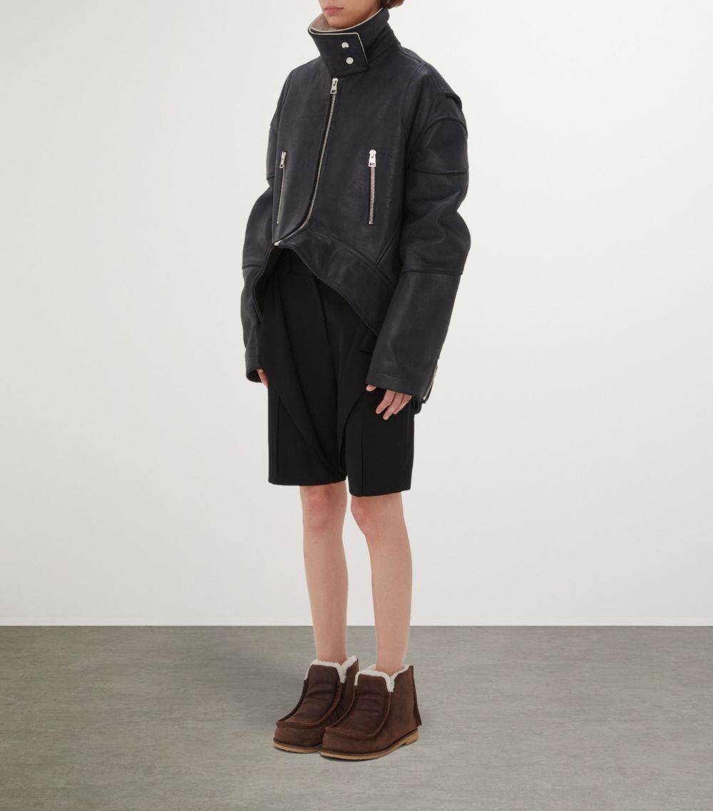 Jw Anderson Jw Anderson Leather Asymmetric Oversized Jacket