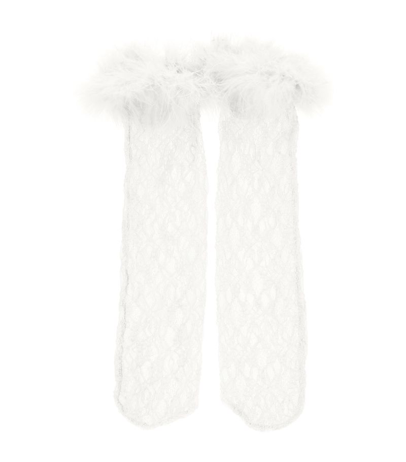 Monnalisa Monnalisa Leather Feather-Trim Socks