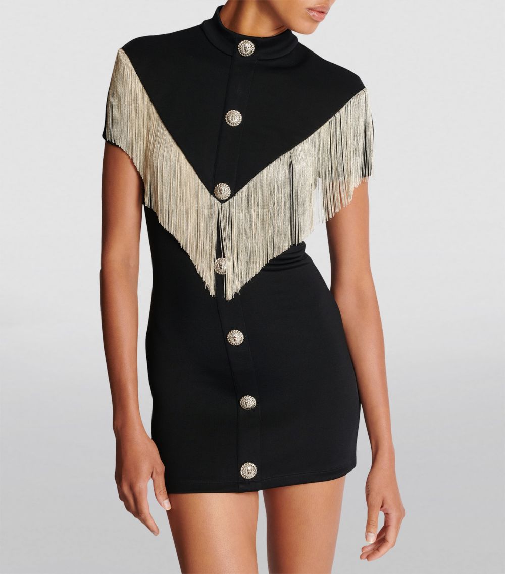 Balmain Balmain Fringe-Trim Mini Dress