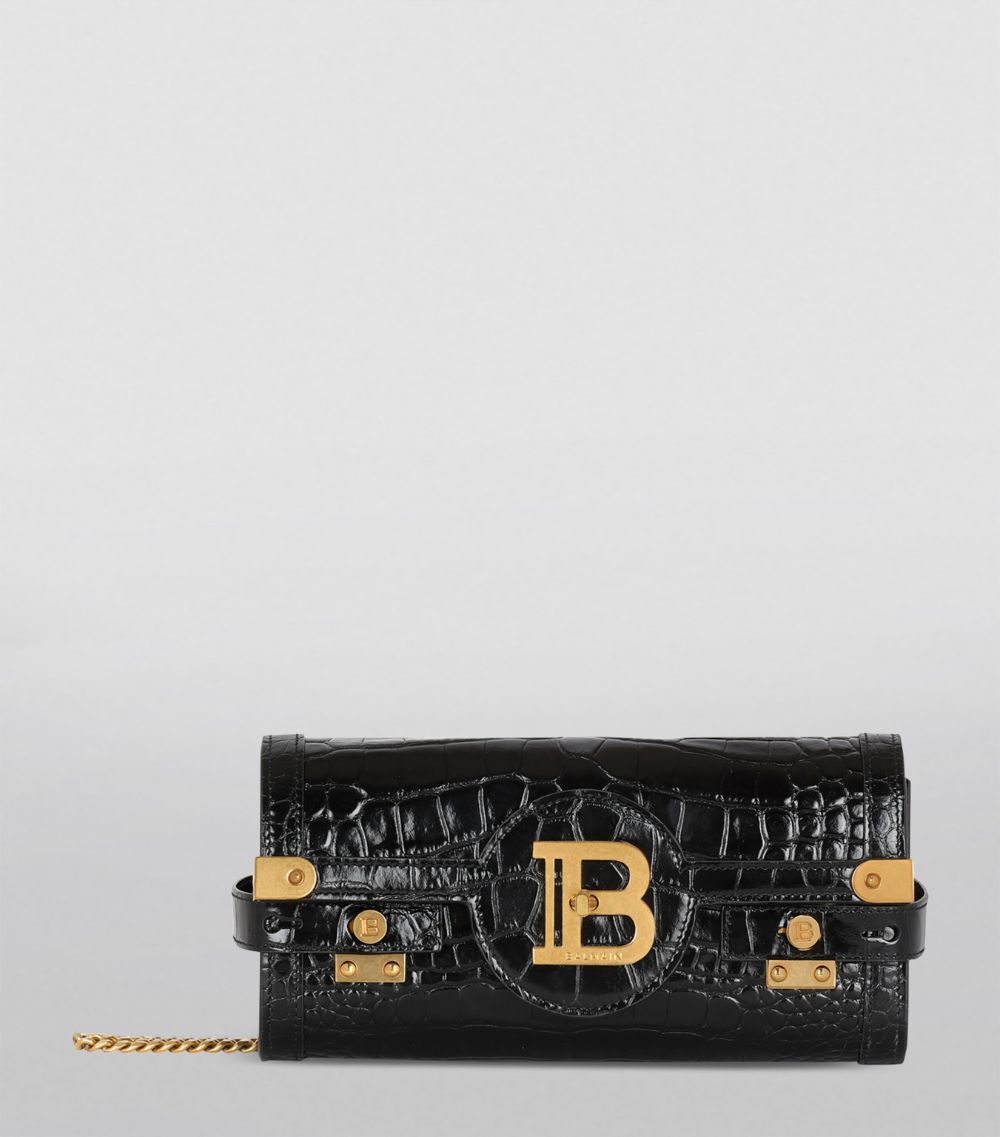 Balmain Balmain Leather Croc-Embossed B-Buzz Cross-Body Bag