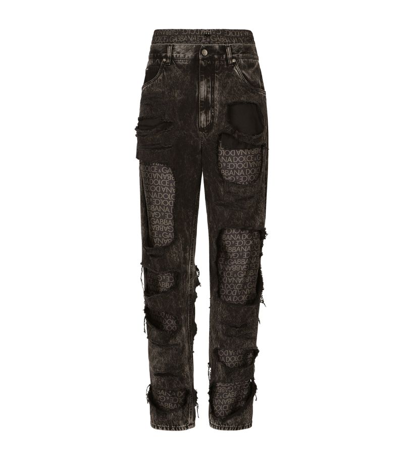 Dolce & Gabbana Dolce & Gabbana Distressed Silk-Detail Straight Jeans