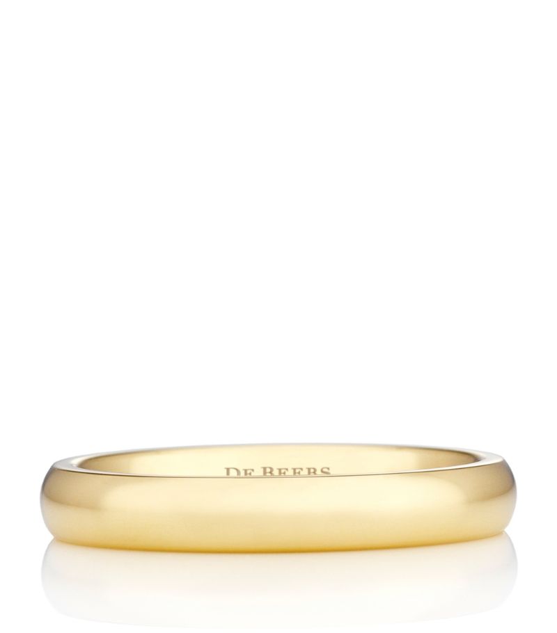 De Beers Jewellers De Beers Jewellers Small Yellow Gold And Diamond Wide Court Band