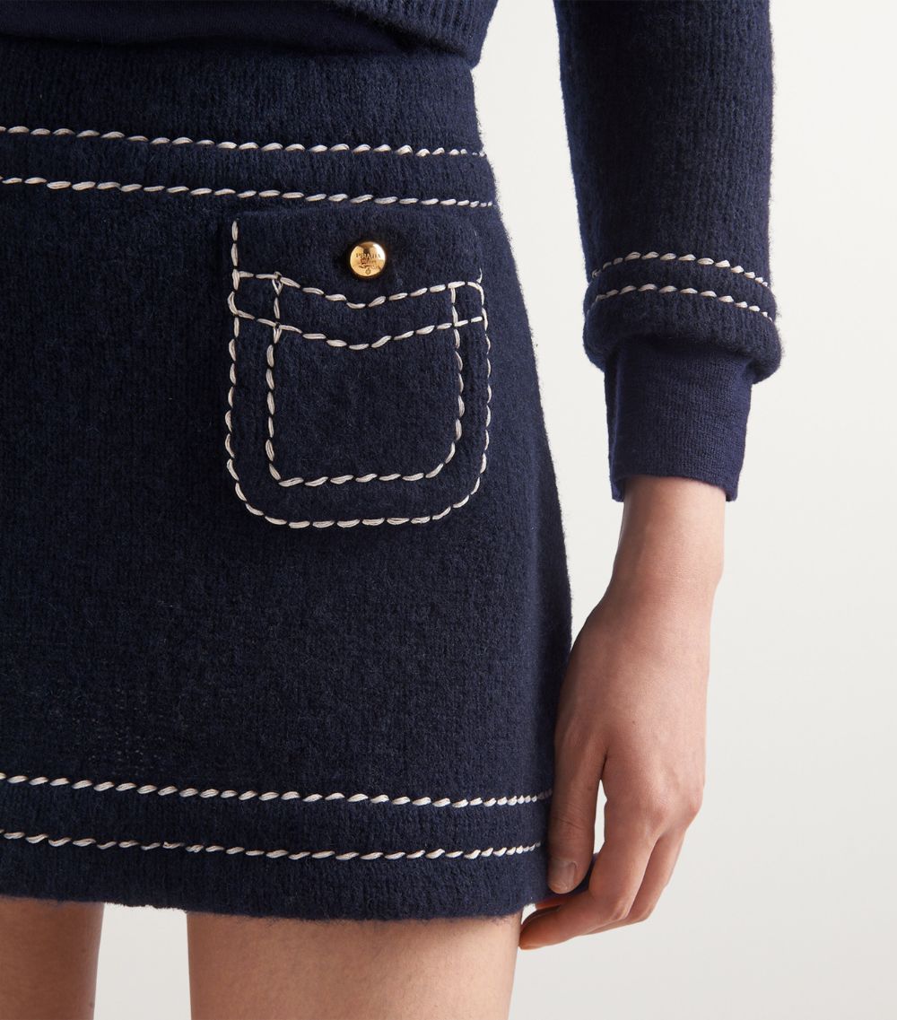 Prada Prada Cashmere Stitch-Detail Mini Skirt