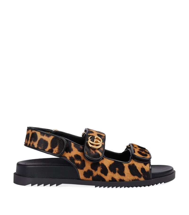 Gucci Gucci Animal Print Double G Sandals