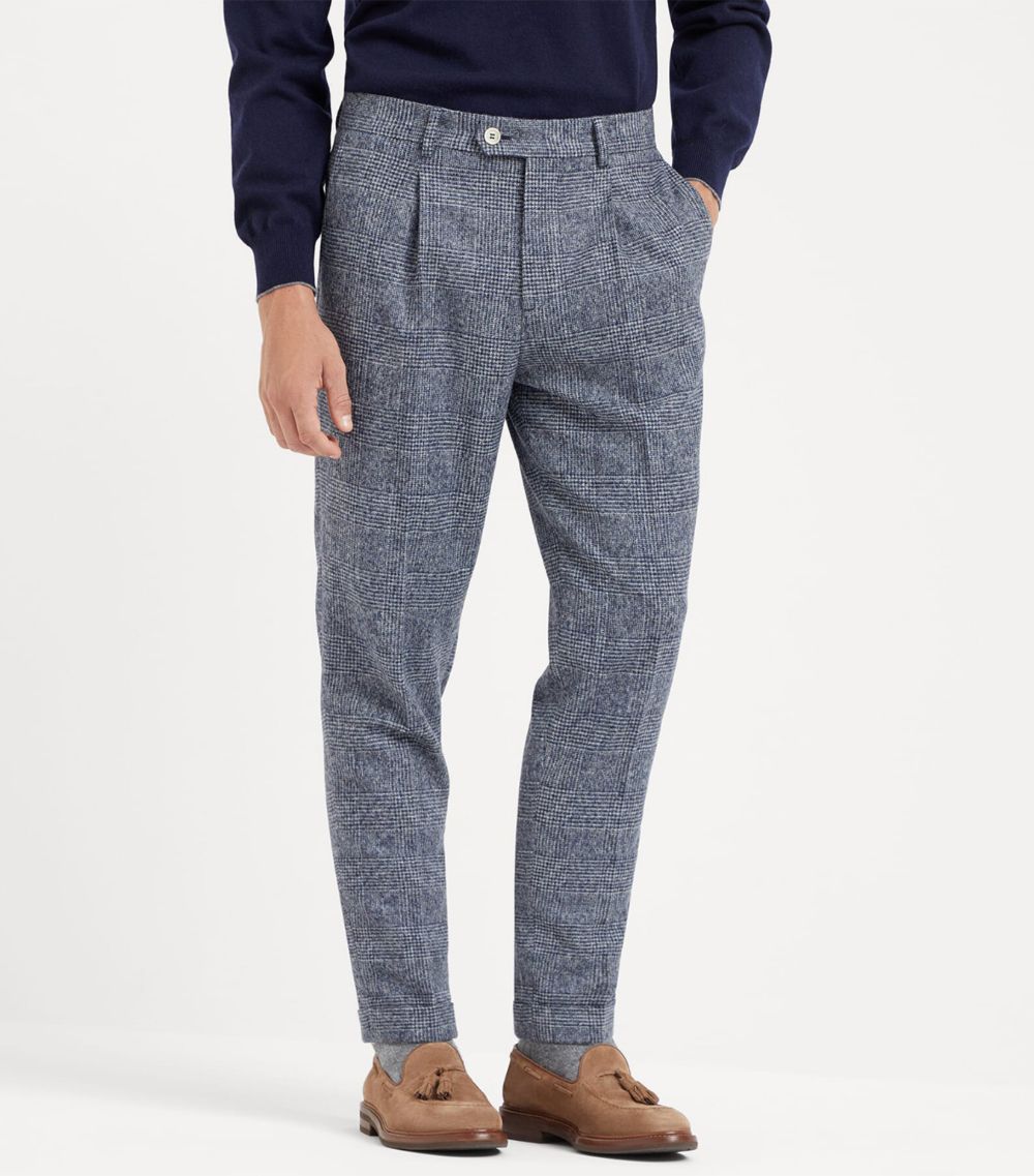 Brunello Cucinelli Brunello Cucinelli Wool-Blend Prince Of Wales Leisure Fit Trousers