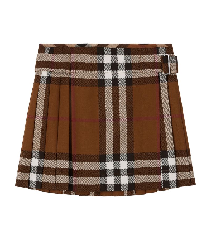 Burberry Burberry Wool Pleated Check Skirt