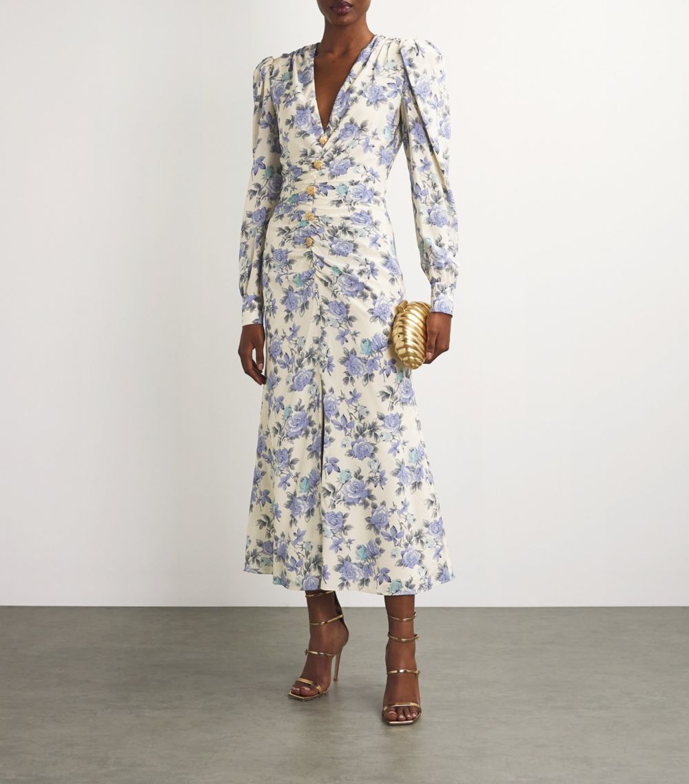 Alessandra Rich Alessandra Rich Silk Floral Midi Dress