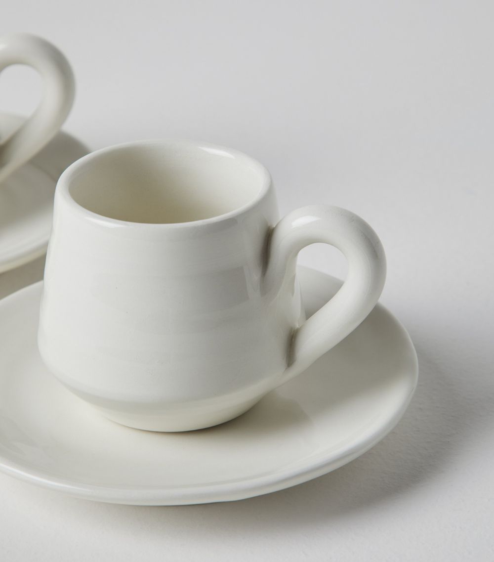 Brunello Cucinelli Brunello Cucinelli Set Of 2 Ceramic Tradition Coffee Cups And Saucers