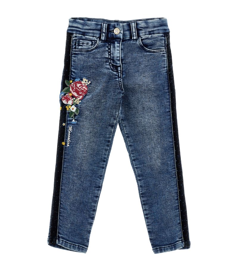 Monnalisa Monnalisa Lace-Trim Embroidered Slim Jeans (2-16 Years)