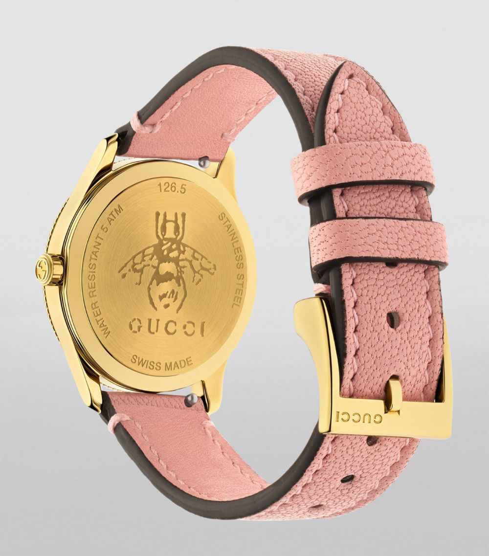 Gucci Gucci Leather And Yellow Gold G-Timeless Watch 29 Mm