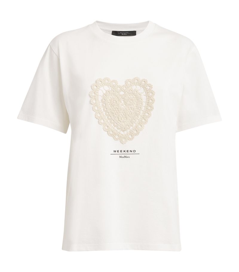 Weekend Max Mara Weekend Max Mara Cotton Crochet-Heart Logo T-Shirt