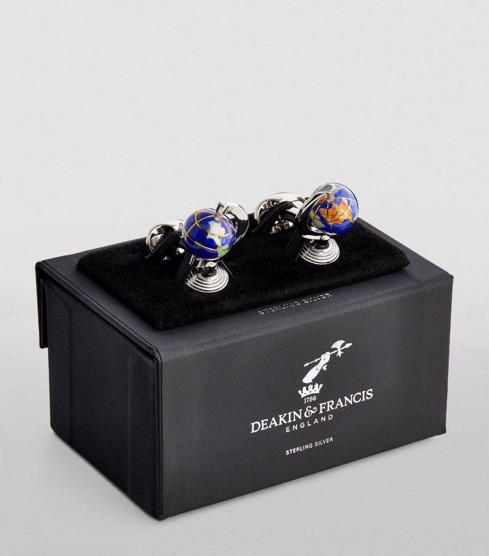 Deakin & Francis Deakin & Francis Sterling Silver And Lapis Lazuli Globe Cufflinks