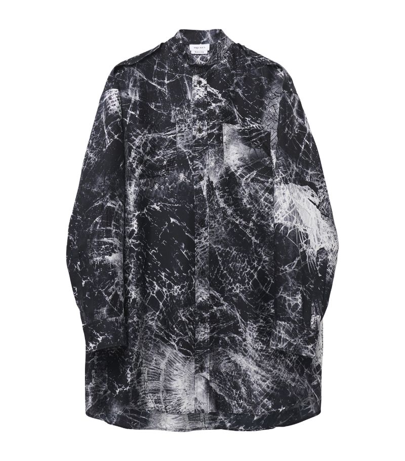 Alexander McQueen Alexander Mcqueen Silk Printed Shirt Dress